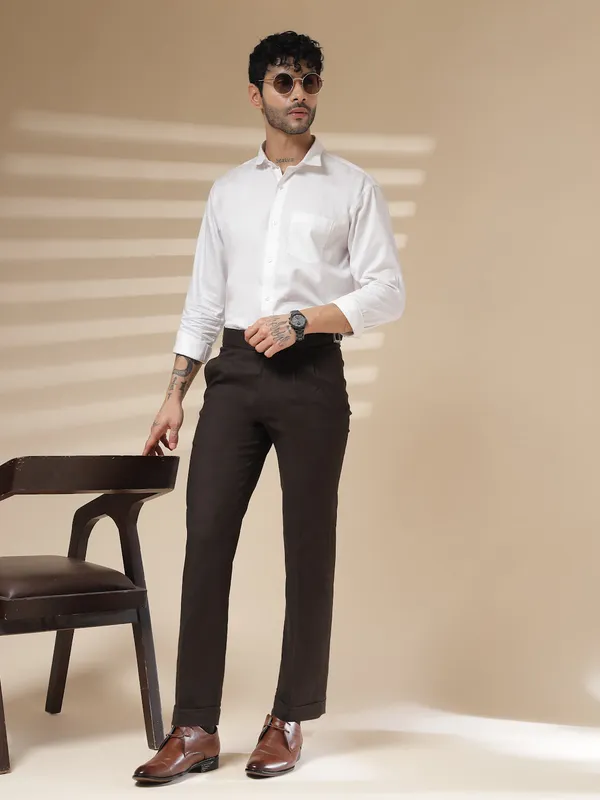 Brown_Linen_Boot_Cut_Gurkha_Trousers_For_Men