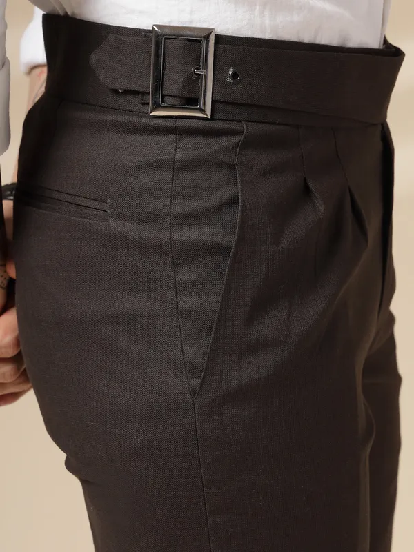 Brown_Linen_Boot_Cut_Gurkha_Trousers_For_Men