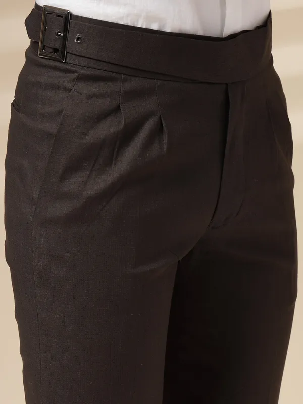 Brown_Linen_Boot_Cut_Gurkha_Trousers_For_Men