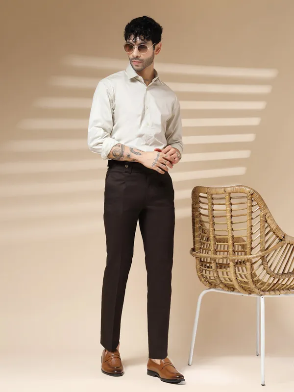 Brown_Linen_Boot_Cut_Oxford_Gurkha_Pants_For_Men