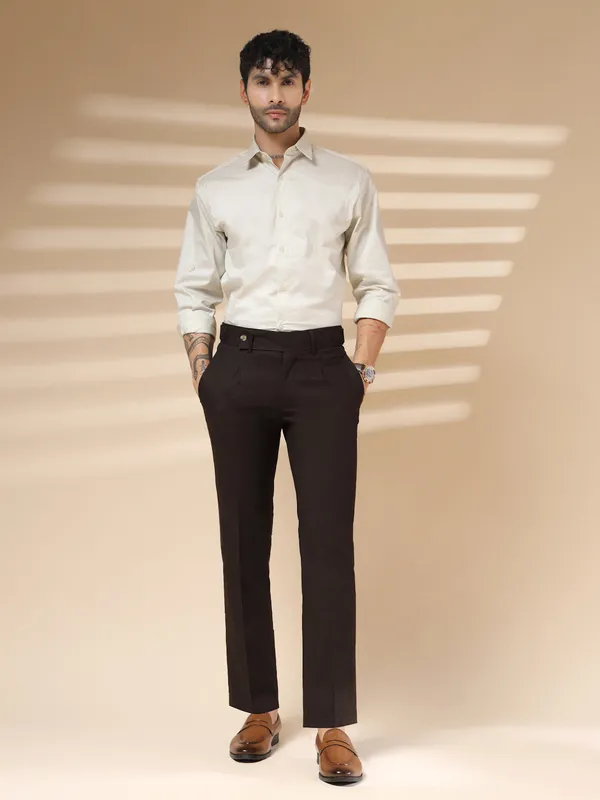 Brown_Linen_Boot_Cut_Oxford_Gurkha_Pants_For_Men