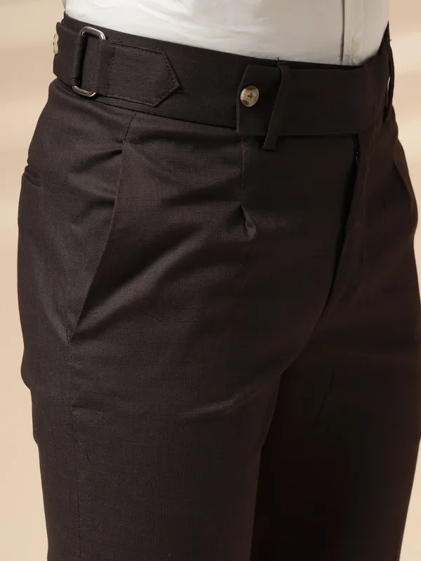 Brown_Linen_Boot_Cut_Oxford_Gurkha_Pants_For_Men
