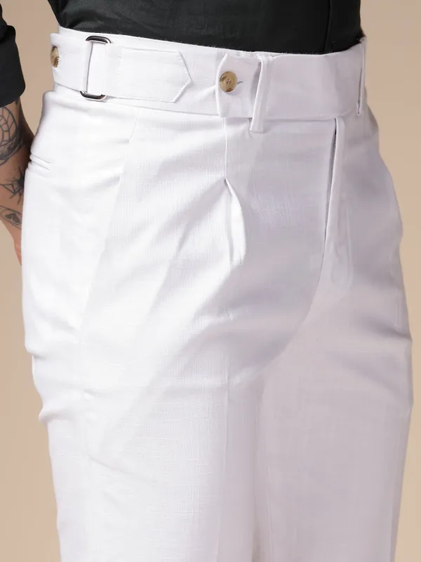White_Linen_Boot_Cut_Gurkha_Pants_For_Men
