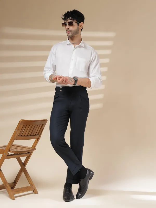 Navy_Linen_Boot_Cut_Gurkha_Trousers_For_Men