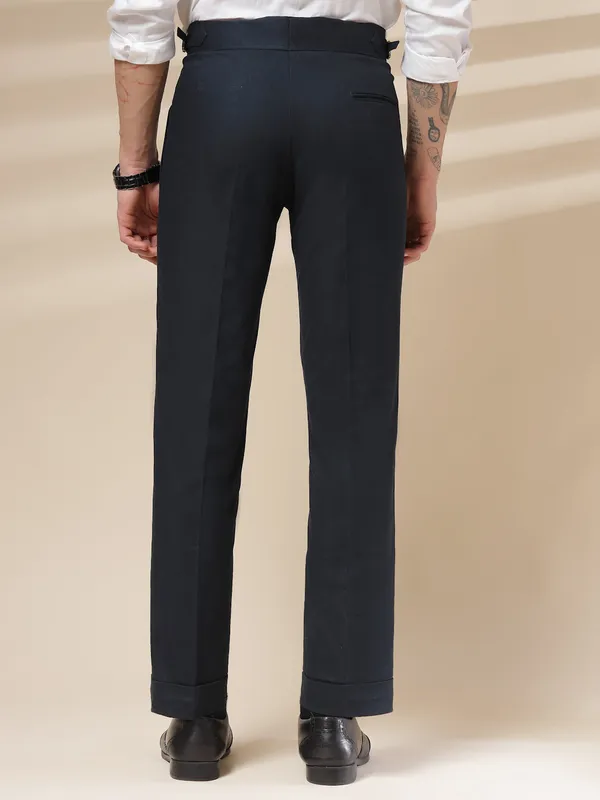 Navy_Linen_Boot_Cut_Gurkha_Trousers_For_Men