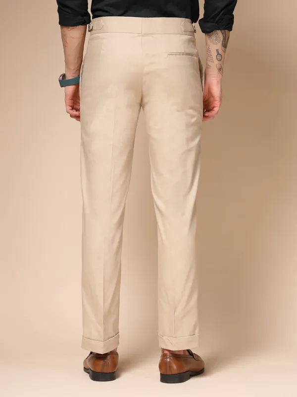 Beige_Linen_Boot_Cut_Signature_Buttoned_Gurkha_Pants_For_Men