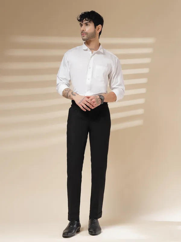Black_Linen_Boot_Cut_Buttoned_Gurkha_Trousers_For_Men