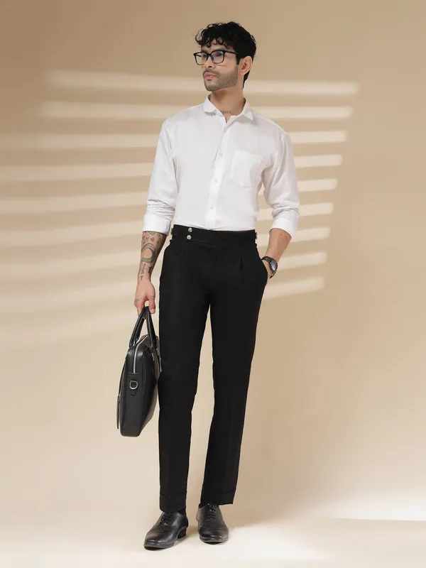 Black_Linen_Boot_Cut_Buttoned_Gurkha_Trousers_For_Men