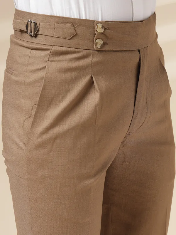 Khaki_Linen_Boot_Cut_Signature_Buttoned_Gurkha_Pants_For_Men