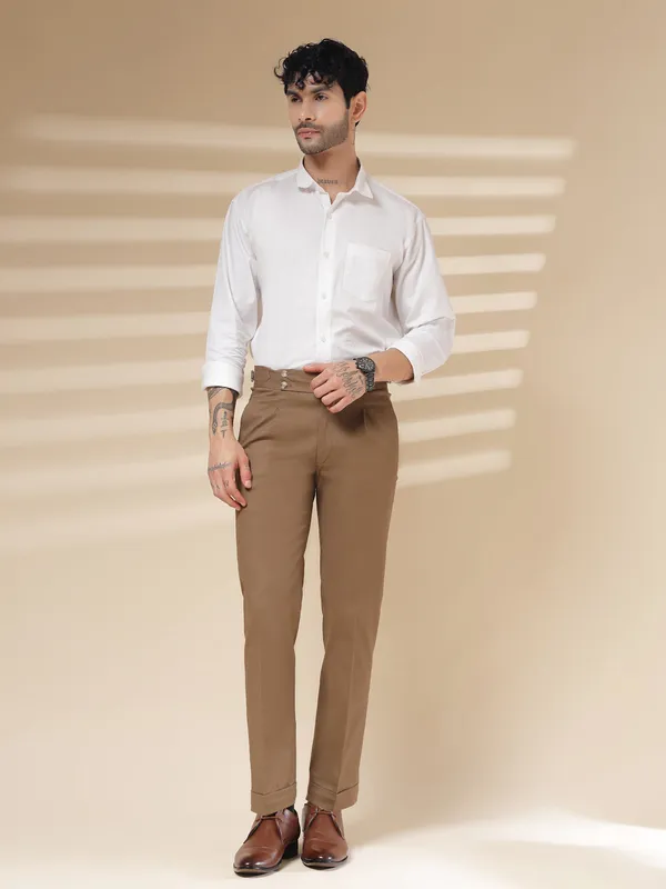 Khaki_Linen_Boot_Cut_Signature_Buttoned_Gurkha_Pants_For_Men