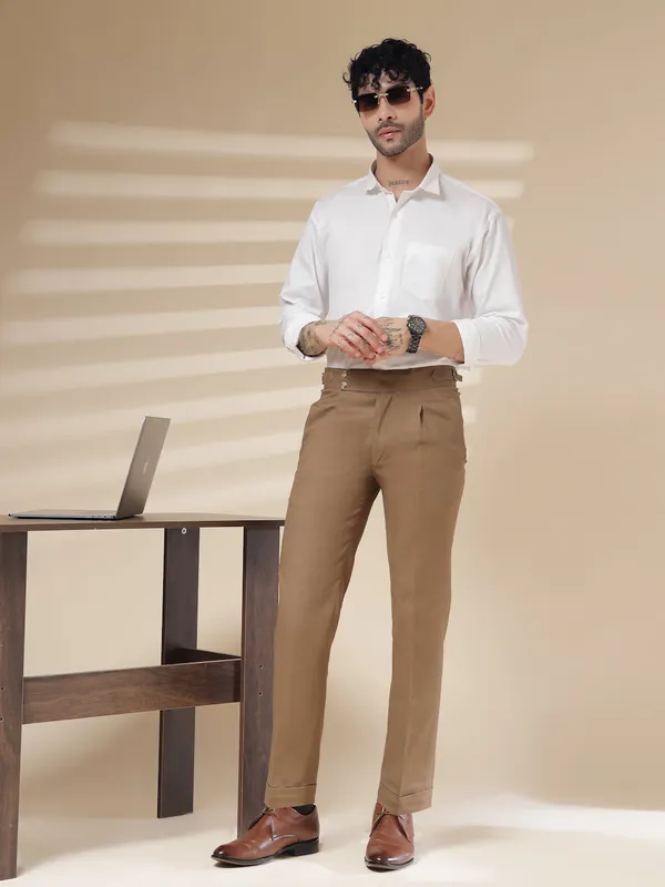 Khaki_Linen_Boot_Cut_Signature_Buttoned_Gurkha_Pants_For_Men