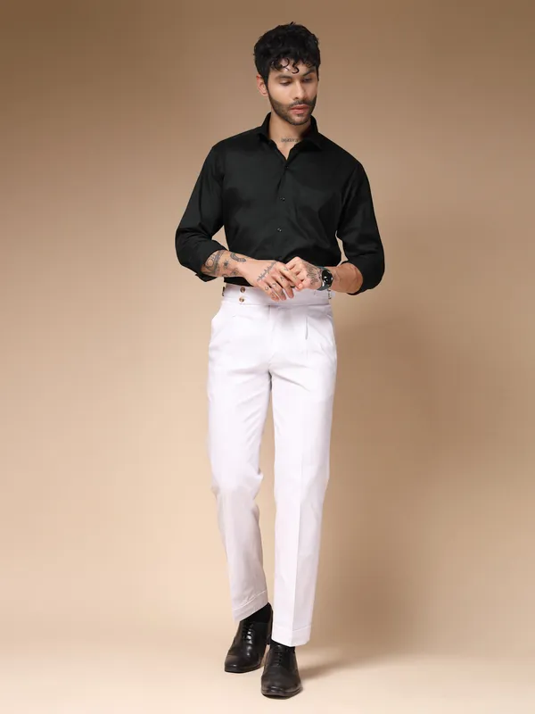 White_Linen_Boot_Cut_Buttoned_Gurkha_Trousers_For_Men