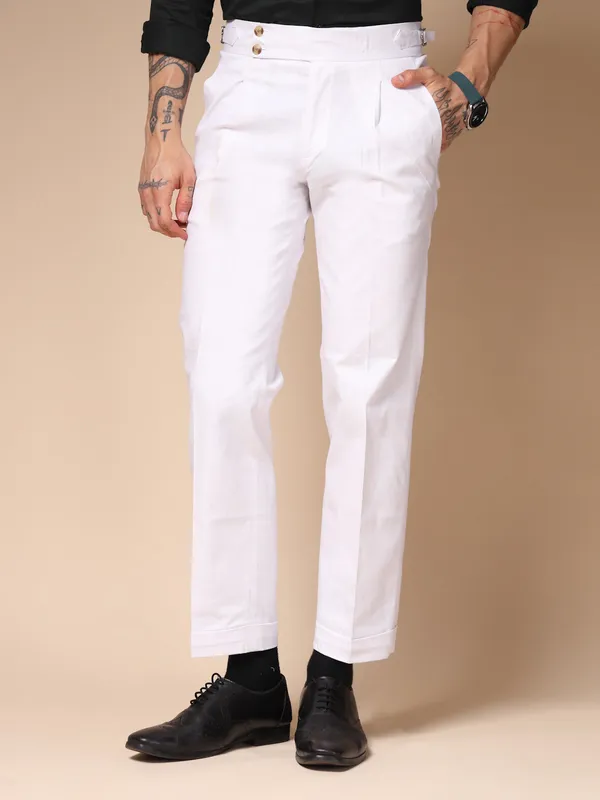 White_Linen_Boot_Cut_Buttoned_Gurkha_Trousers_For_Men