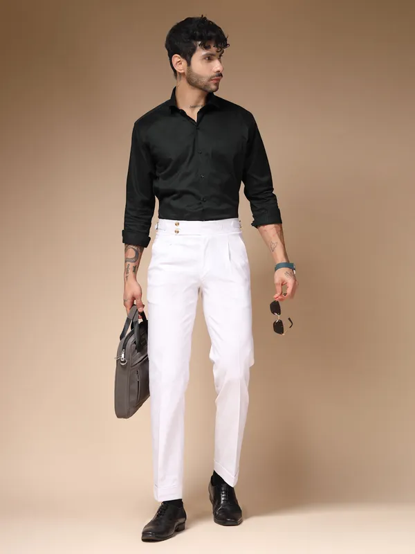 White_Linen_Boot_Cut_Buttoned_Gurkha_Trousers_For_Men