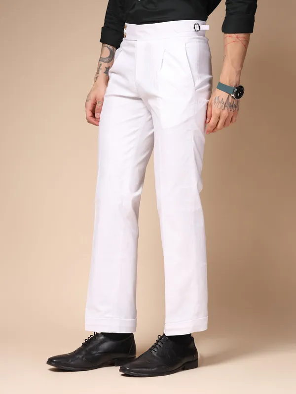White_Linen_Boot_Cut_Buttoned_Gurkha_Trousers_For_Men