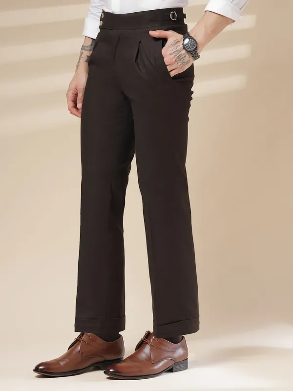 Brown_Linen_Boot_Cut_Signature_Buttoned_Gurkha_Pants_For_Men