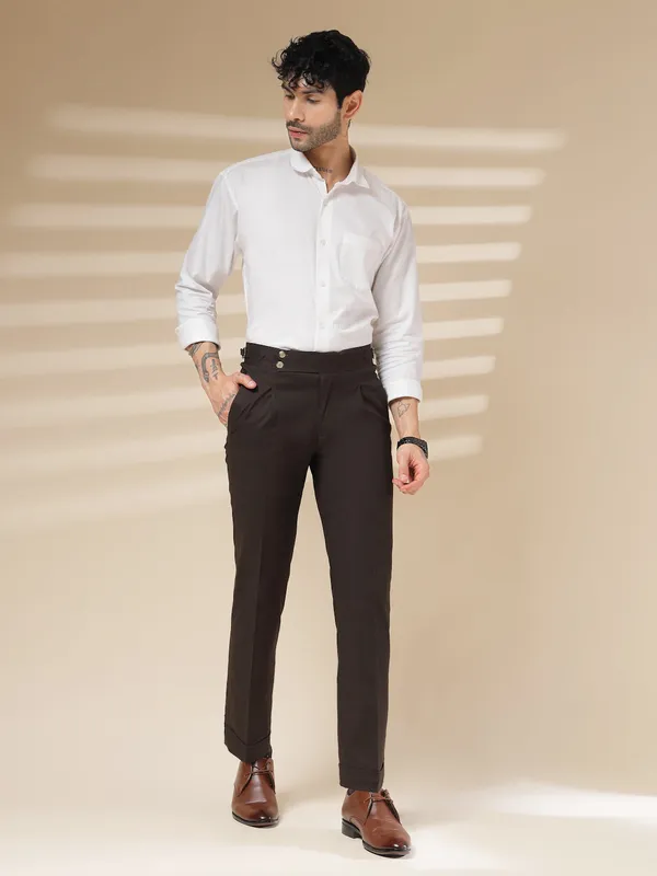 Brown_Linen_Boot_Cut_Signature_Buttoned_Gurkha_Pants_For_Men