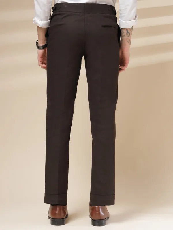 Brown_Linen_Boot_Cut_Signature_Buttoned_Gurkha_Pants_For_Men