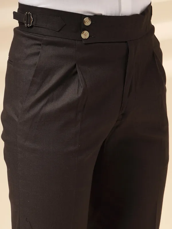 Brown_Linen_Boot_Cut_Signature_Buttoned_Gurkha_Pants_For_Men