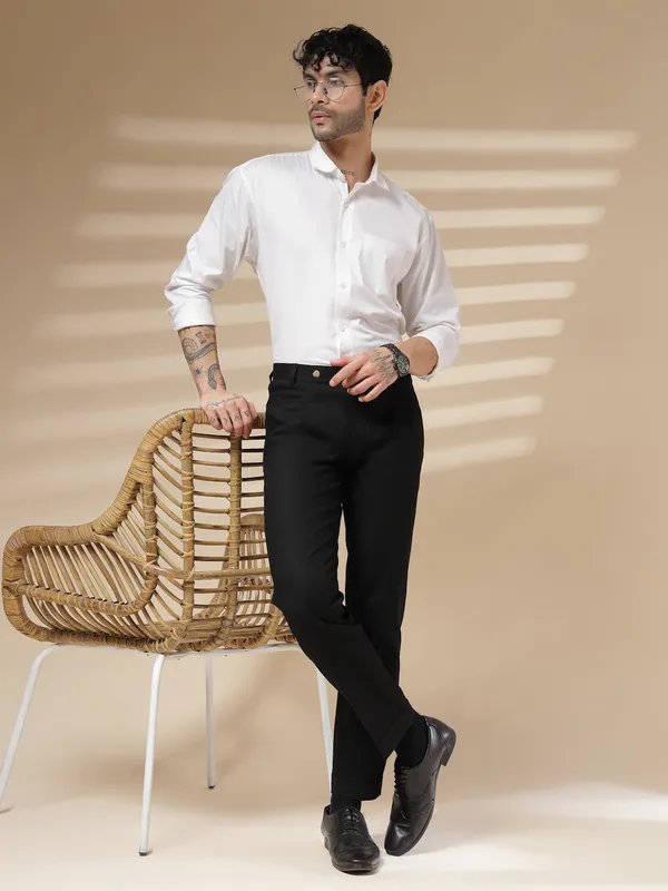 Black_Linen_Boot_Cut_Pleated_Gurkha_Trousers_For_Men