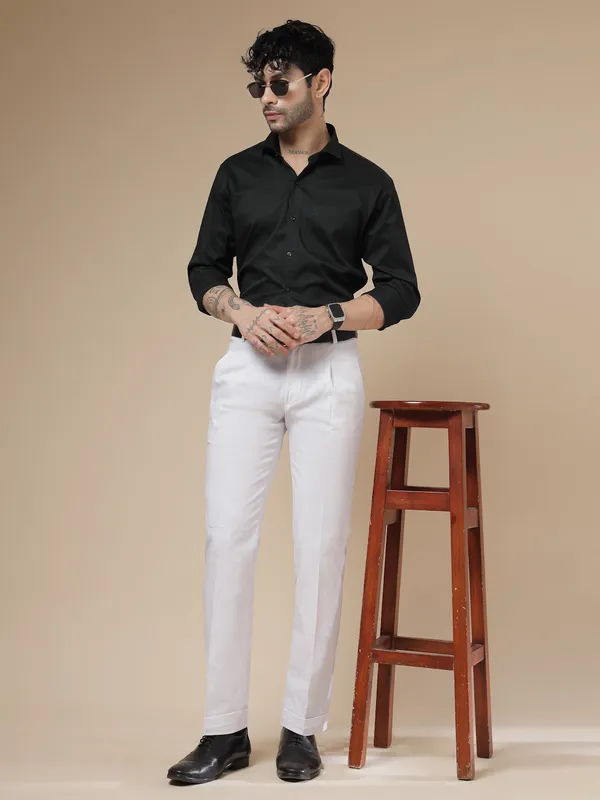 White_Linen_Formal_Pleated_Gurkha_Pants_For_Men