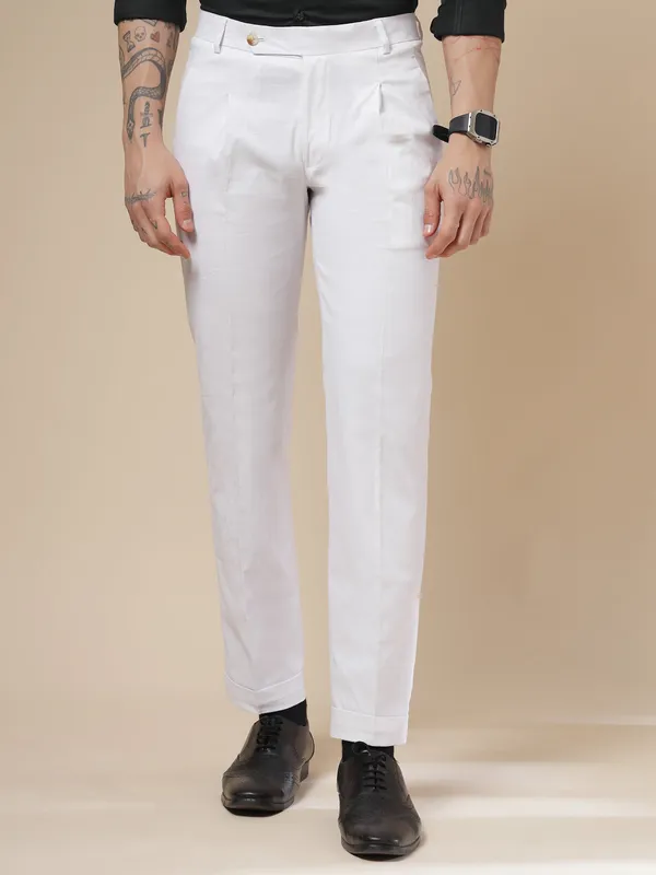 White_Linen_Formal_Pleated_Gurkha_Pants_For_Men