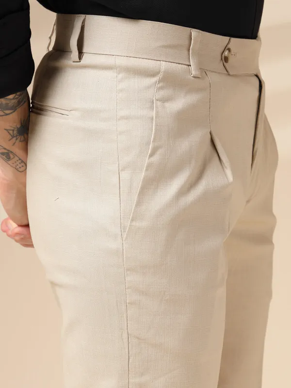 Beige_Linen_Boot_Cut_Pleated_Gurkha_Pants_For_Men