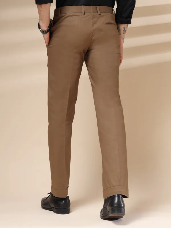 Khaki_Linen_Pleated_Boot_Cut_Gurkha_Trousers_For_Men