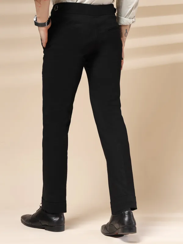 Black_Linen_Boot_Cut_Gurkha_Trousers_For_Men