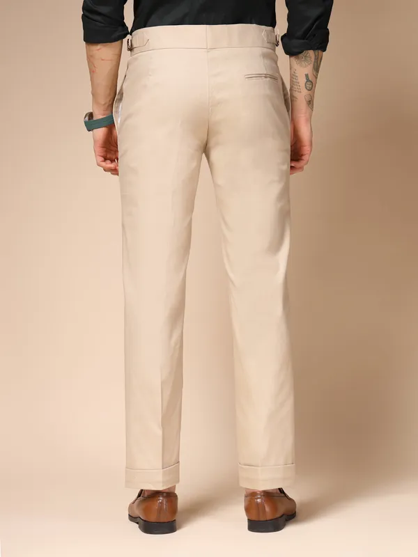 Beige_Linen_Boot_Cut_Gurkha_Trousers_For_Men