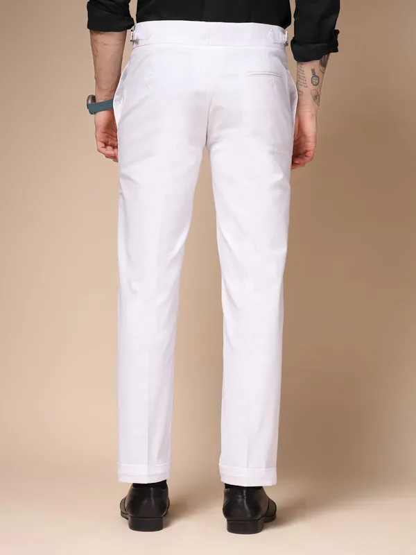 White_Linen_Boot_Cut_Gurkha_Trousers_For_Men