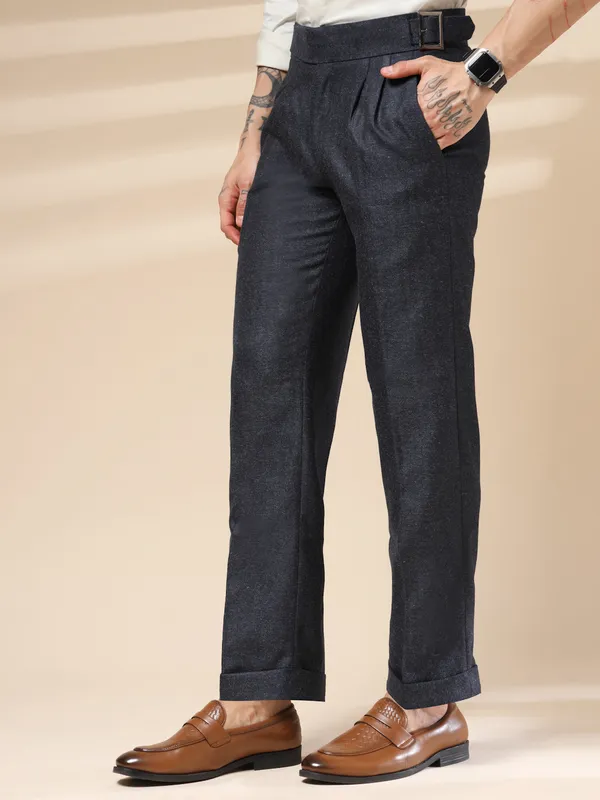Navy_Herringbone_Boot_Cut_Gurkha_Trousers_For_Men