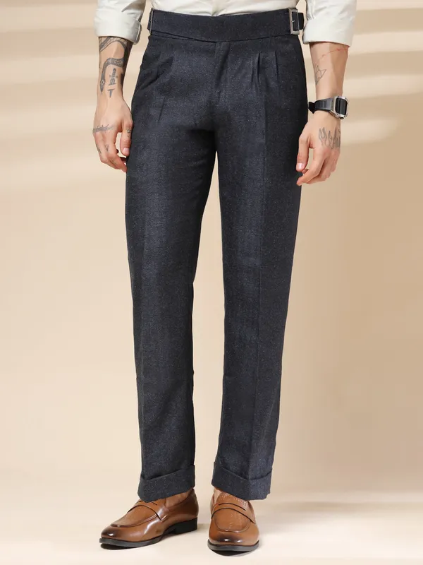 Navy_Herringbone_Boot_Cut_Gurkha_Trousers_For_Men