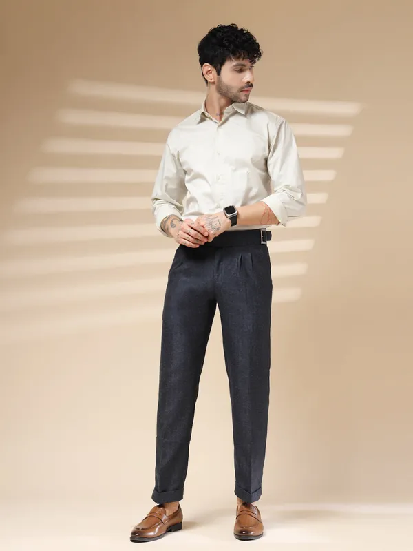 Navy_Herringbone_Boot_Cut_Gurkha_Trousers_For_Men