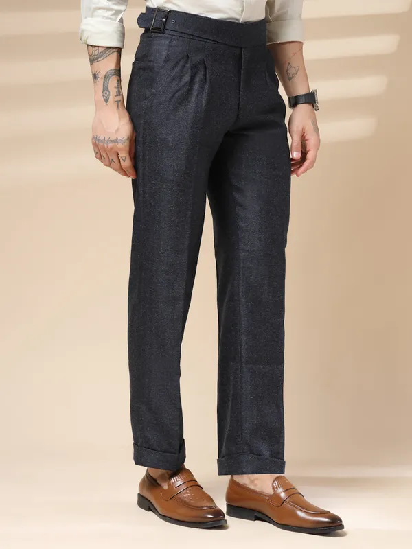 Navy_Herringbone_Boot_Cut_Gurkha_Trousers_For_Men