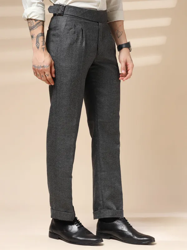 Grey_Herringbone_Boot_Cut_Gurkha_Trousers_For_Men