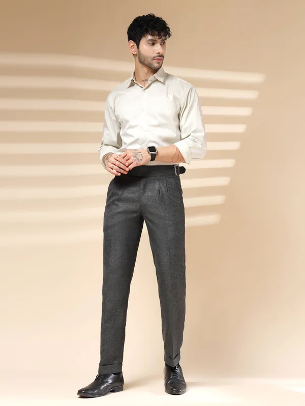 Grey_Herringbone_Boot_Cut_Gurkha_Trousers_For_Men