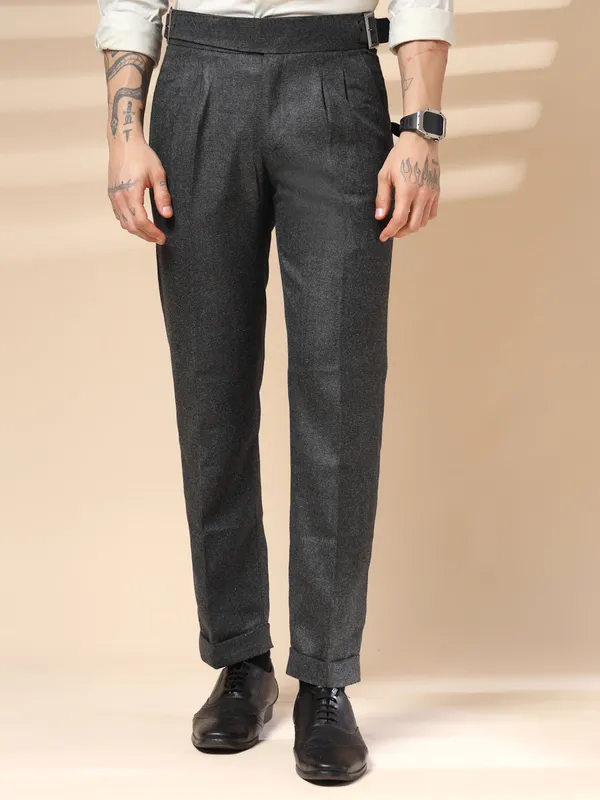 Grey_Herringbone_Boot_Cut_Gurkha_Trousers_For_Men