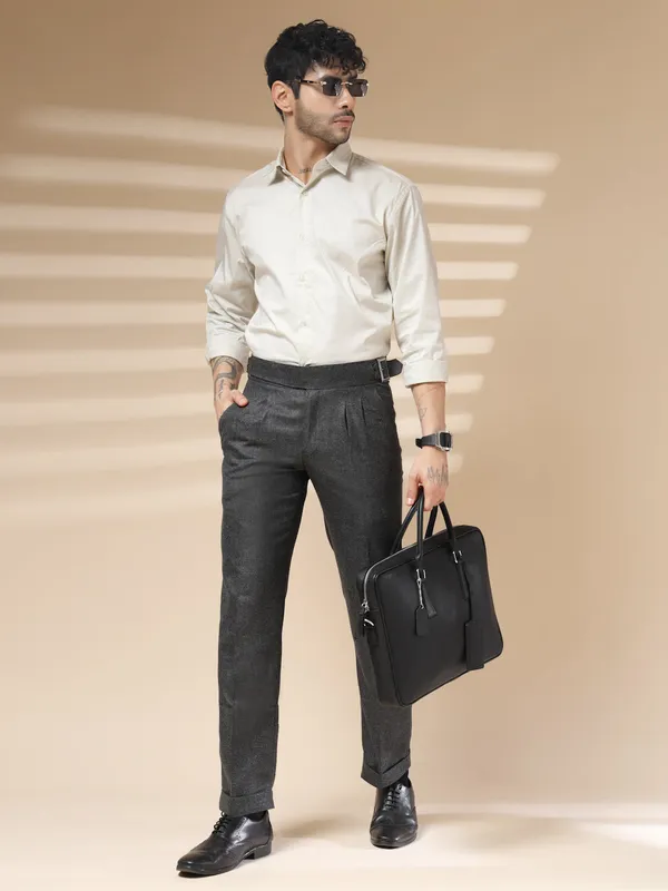 Grey_Herringbone_Boot_Cut_Gurkha_Trousers_For_Men