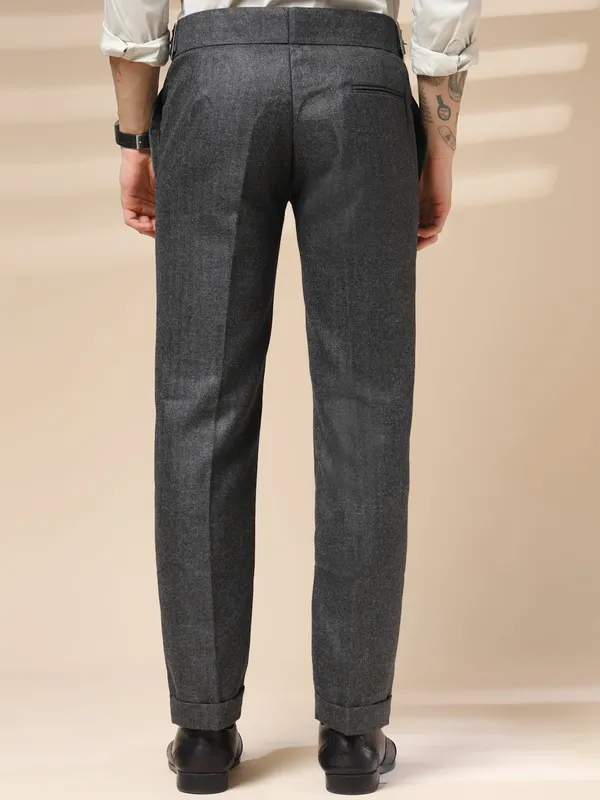 Grey_Herringbone_Boot_Cut_Gurkha_Trousers_For_Men