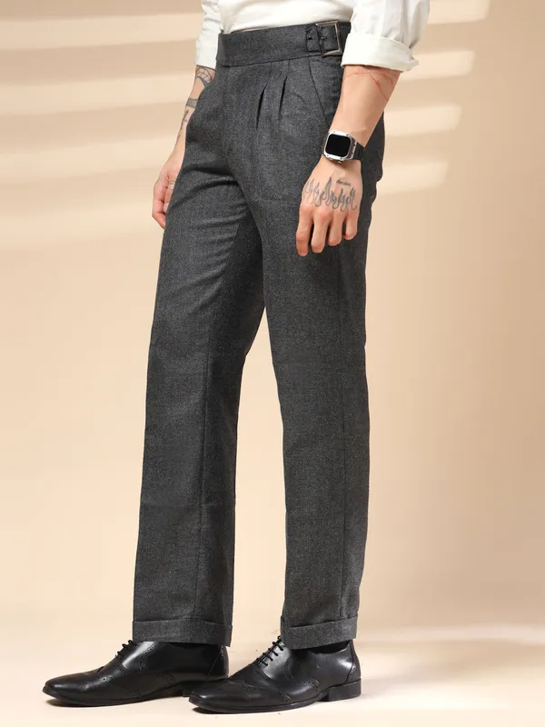 Grey_Herringbone_Boot_Cut_Gurkha_Trousers_For_Men