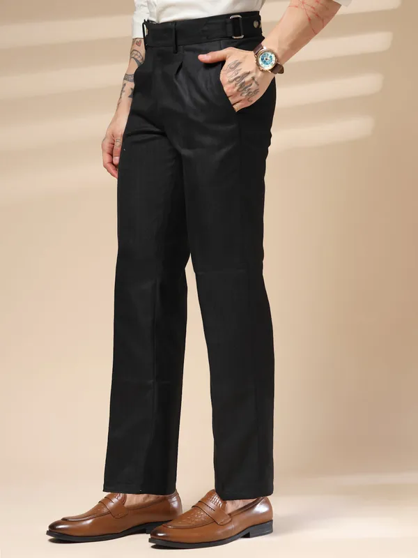 Black_Herringbone_Boot_Cut_Gurkha_Trousers_For_Men