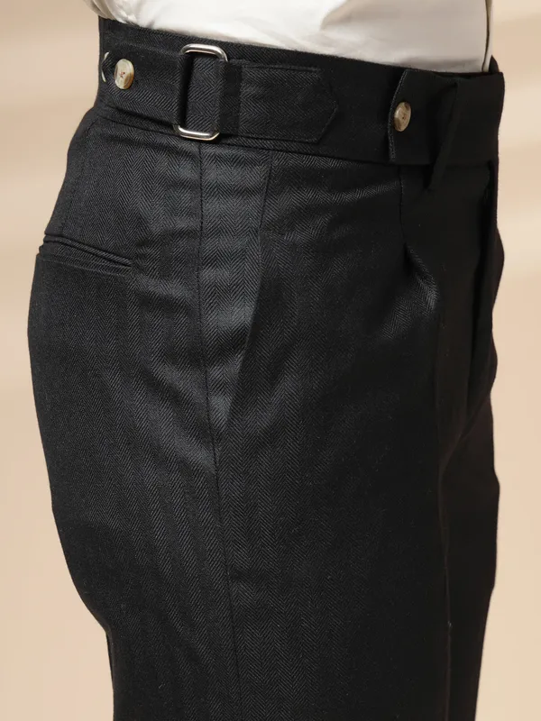 Black_Herringbone_Boot_Cut_Gurkha_Trousers_For_Men
