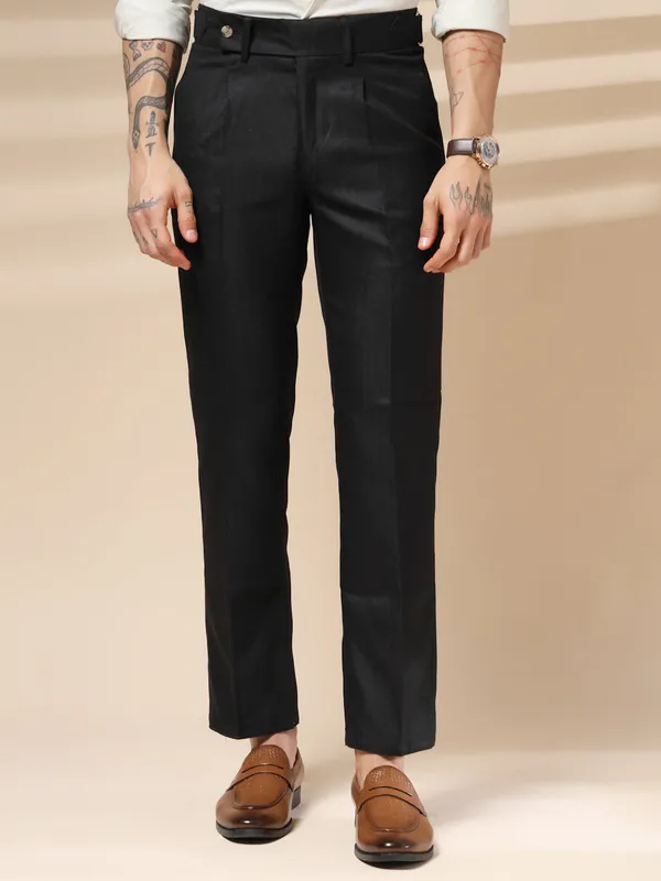 Black_Herringbone_Boot_Cut_Gurkha_Trousers_For_Men