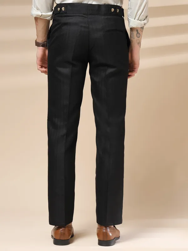 Black_Herringbone_Boot_Cut_Gurkha_Trousers_For_Men