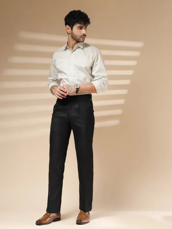 Black_Herringbone_Boot_Cut_Gurkha_Trousers_For_Men