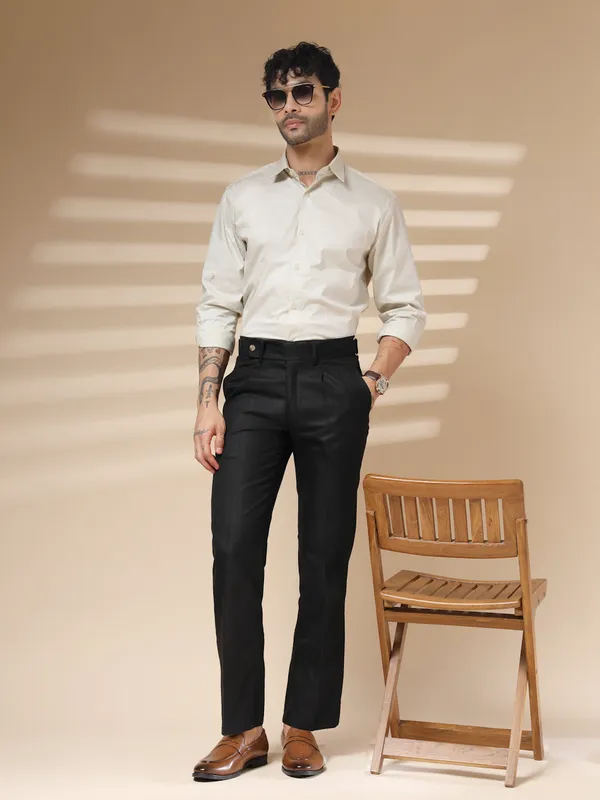 Black_Herringbone_Boot_Cut_Gurkha_Trousers_For_Men