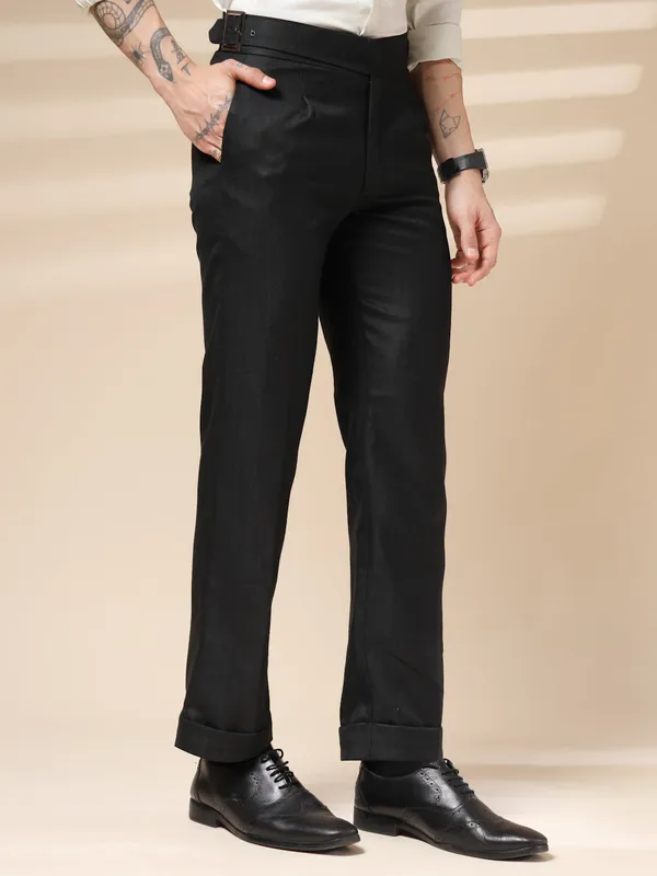 Black_Herringbone_Boot_Cut_Gurkha_Pants_For_Men