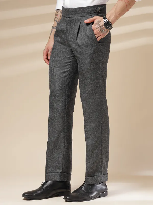 Grey_Herringbone_Boot_Cut_Exotic_Gurkha_Pants_For_Men