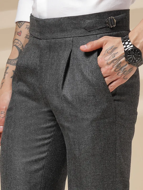 Grey_Herringbone_Boot_Cut_Exotic_Gurkha_Pants_For_Men
